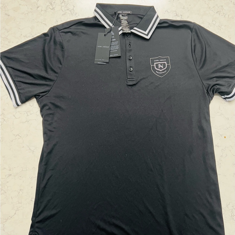 Noel Asmar Equestrian Black Polo Large  with White Accents NWT